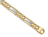 Men's Two Tone 14K White and Yellow Gold Link Bracelet in Polished 14K Yellow Gold (8.75 Inches)